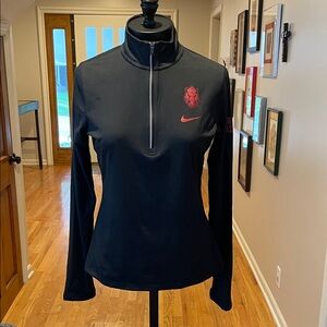 Nike Women's Black and Red Quarter-Zip Sweatshirt